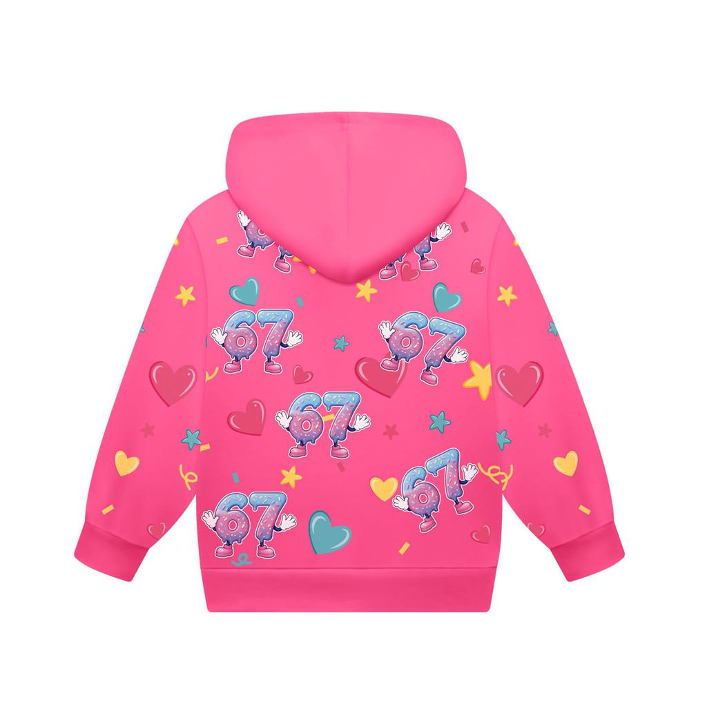 Mädchen Anime Cartoon Steal a Brainrot 67 Aufdruck Lässige Kapuzenjacke mit Reißverschluss Langarm Jacke Mantel