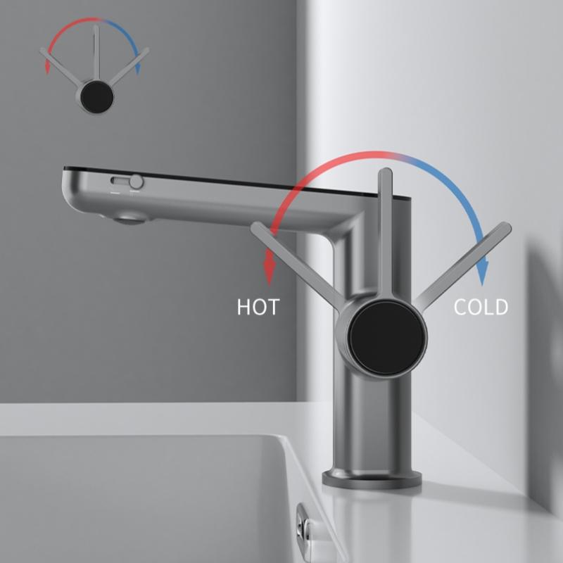 Temperature Digital Display LED Basin Faucet 2 Modes Multi-function Hot Cold Water Sink Mixer Wash Tap For Bathroom