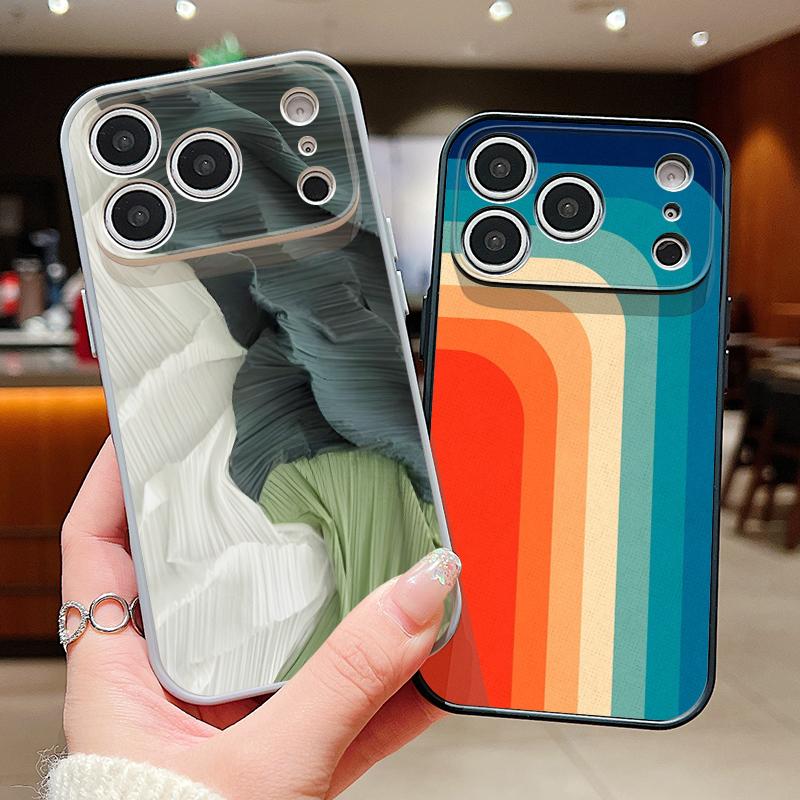 Rainbow Color Striped Phone Case For iPhone 17 Pro Max Hybrid TPU+PC Magnetic For Magsafe Matte Cover For iPhone 16 15 14 13 Pro Max