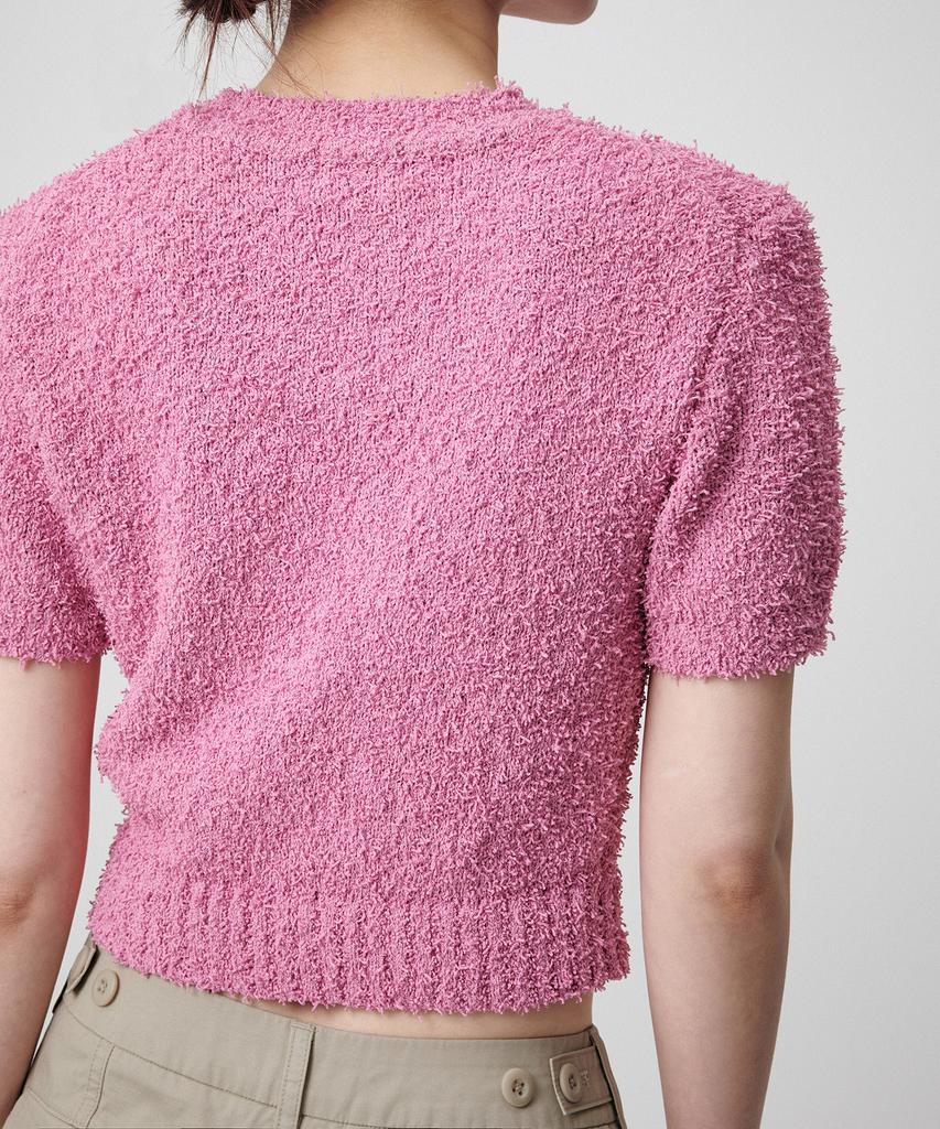 MUSINSA STANDARD WOMAN Women'S Fancy Yarn Crew Neck Short Sleeve Knit [Pink]