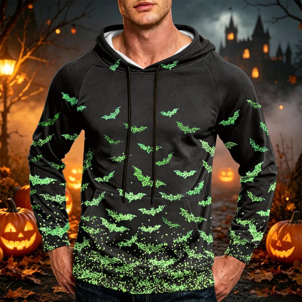 Men's Casual Loose Fit Hoodie with Pocket Drawstring Printed Design for Everyday Wear
