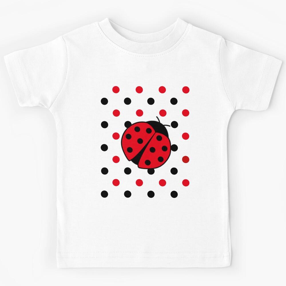 Retro Ladybug pattern vintage red and black polka dot pattern Kids T-Shirt 160