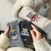 Thick Wool Mid-calf Socks for Autumn and Winter, Retro Dot Yarn, Fluffy Little Bear Long Socks, Warm and Cute Cartoon Trendy Socks