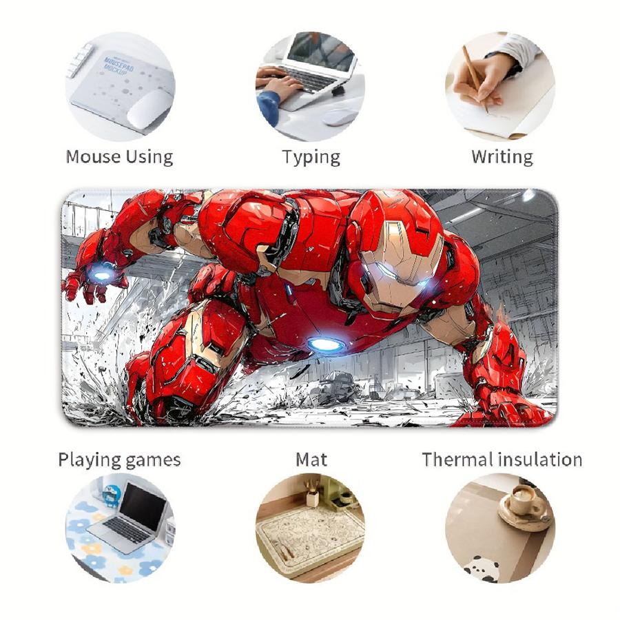Marvel Iron Man Cool overlock Mouse Pad Desk accessories Keyboard Mouse Pad Game Console Pad office Pad Computer Laptop Pad