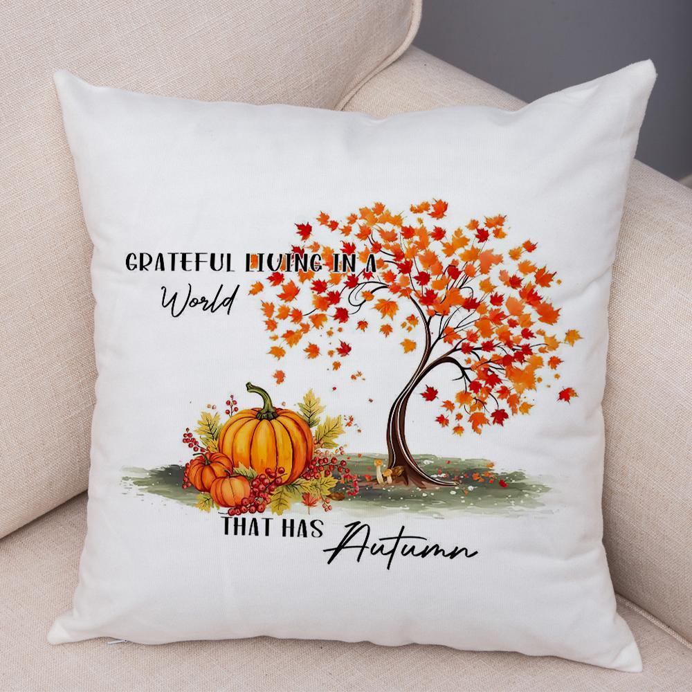 Happy Harvest Season Pillowcase Double Print Fall In The Air Cushion Cover Soft Plush I Love Autumn Pillowcase for Sofa Home Car