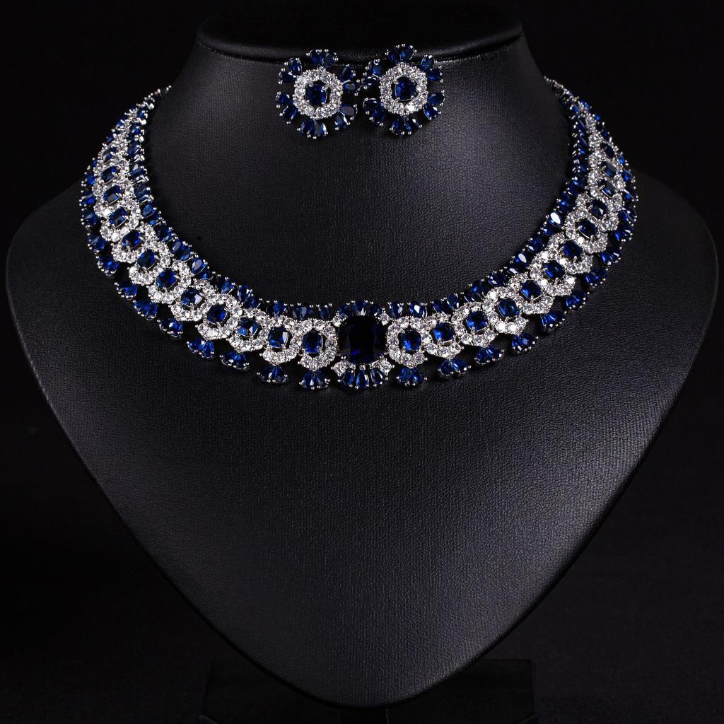 Gioielli Floreali Delicati Colorati Scintillanti Collana Orecchini Set 2 Pezzi Banchetto Nuziale Ballo Sposa Donna Dubai M-586