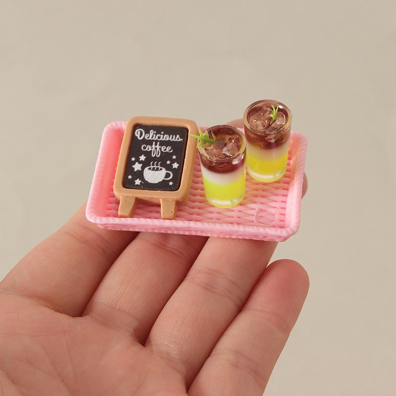 Miniature Dollhouse Food & Drink Tray Set Ornaments