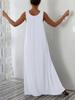 Plus Size Summer Solid Color Dress with Side Pockets (European and American Style)
