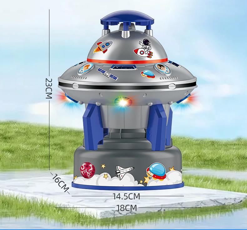 360° Rotating UFO Sprinkler: Luminous Foot-Powered Outdoor Water Toy for Kids