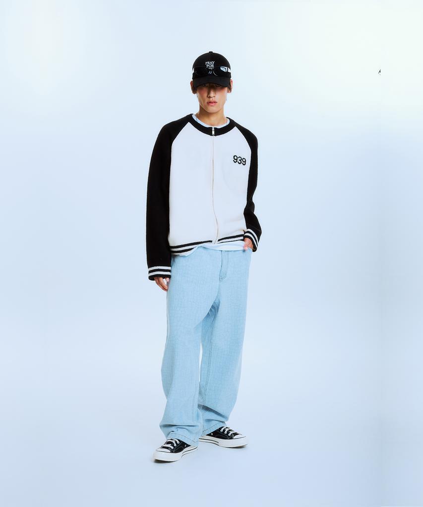 Akaibeuboldeu 939 Raglan Knit Zip-Up (Black)