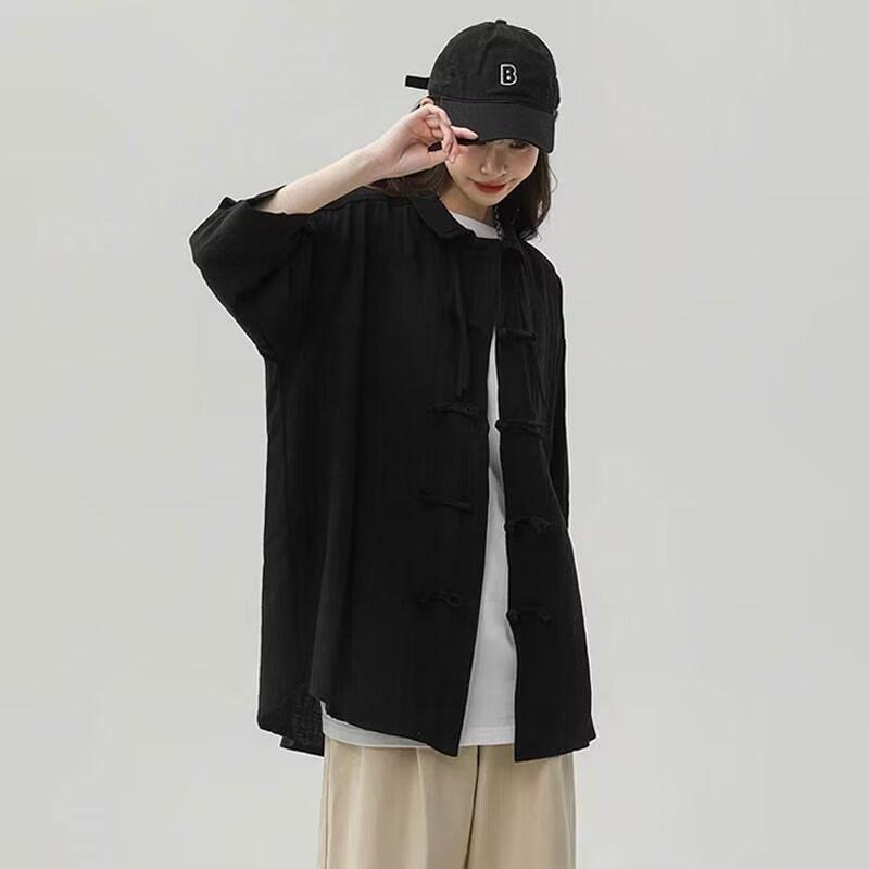 New Chinese Style Long Sleeved Shirt With Button Closure For Men'S Spring And Autumn Designs, Oversized Tang Style Shirt, High-End Hanfu Taoist Robe