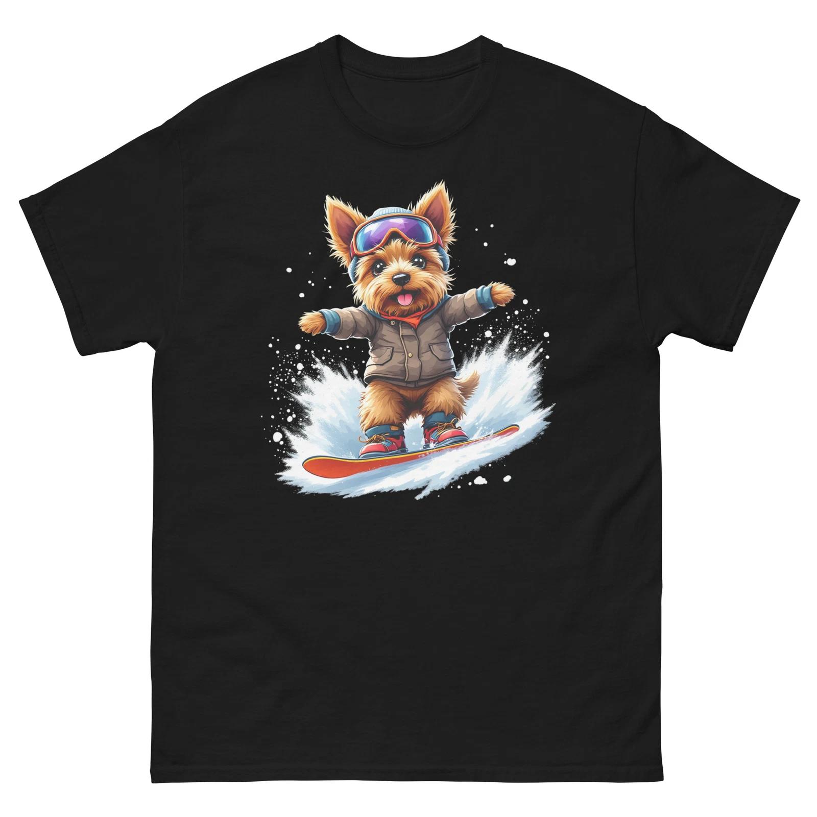 Yorkie Dog Snowboarding Fun Snowboard Design T-Shirt 4XL