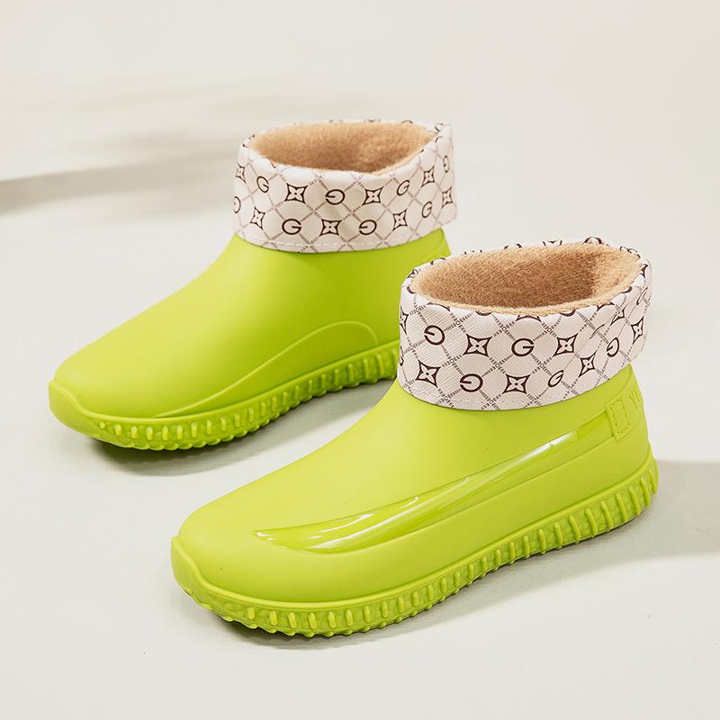 Fashion Rain Shoes Women Wear Waterproof and Non-slip Internet Celebrity Water Shoes Short Tube Japanese Thick-soled Rubber Shoes Wear-resistant