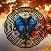 Blauer Schmetterling Floral Metall Windspiel Außengartendekor Rotierend Windbetrieben Kein Strom Naturfreunde Geschenk Terrasse Hof Dekoration