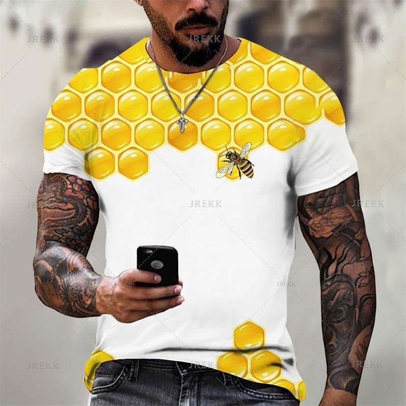 3D Print Bees Honeybee T Shirt Animal Apoidea Graphic T-shirts Men Funny Streetwear Short Sleeves Mens Clothing