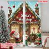 2pcs 2D Flat Printing Merry Christmas Popular Window Drapes Santa's Cabin Versatile Polyester Without Electricity Spring Party &