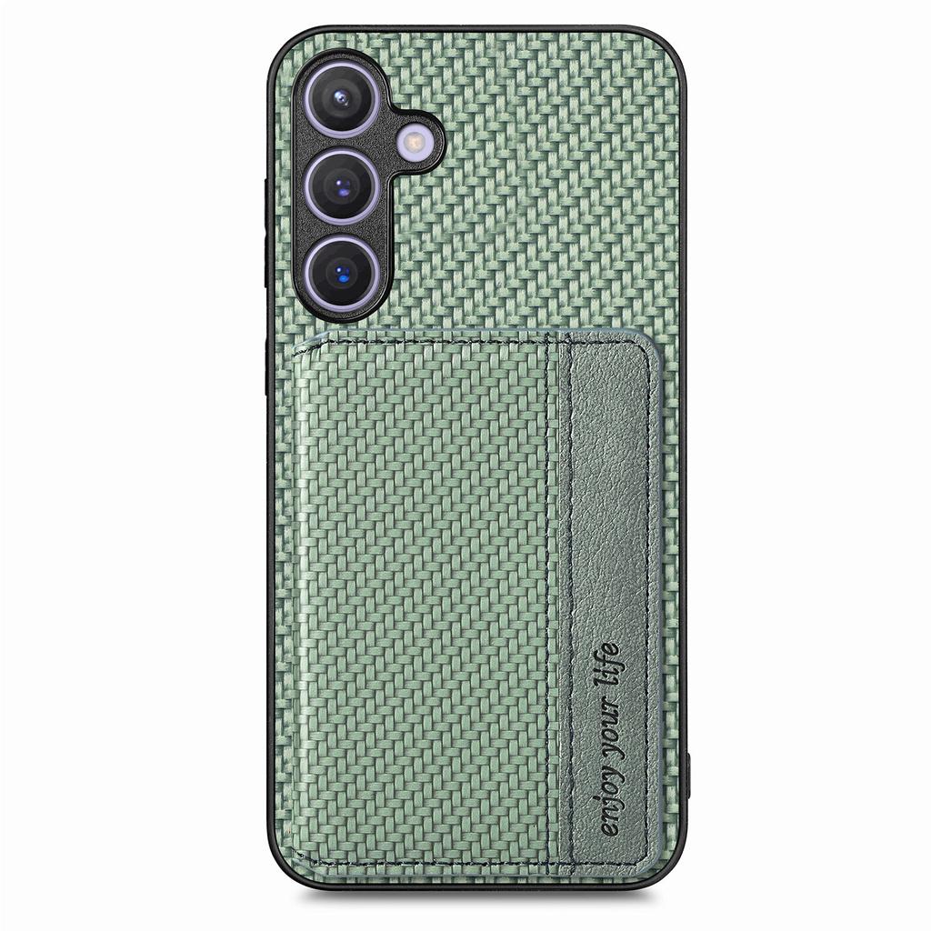 For Samsung Galaxy S25 Case RFID Blocking Carbon Fiber Leather Phone Back Cover with Card Holder