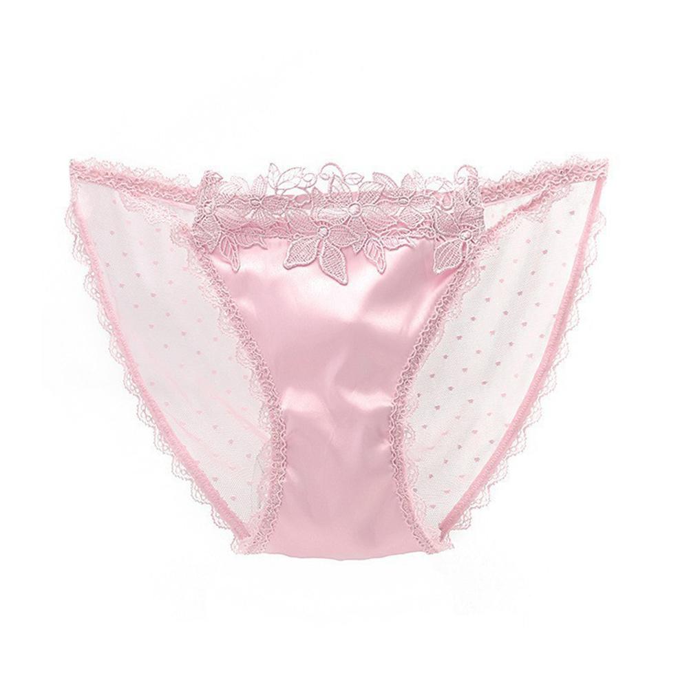 Underwear Briefs Back See Through Breathable Flower