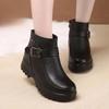 2024 Winter New Leather Boots Woman's Gaobang Flat Bottom Shoes Trend Warm Cotton Shoes Soft Bottom Non-slip Wool Women Boots