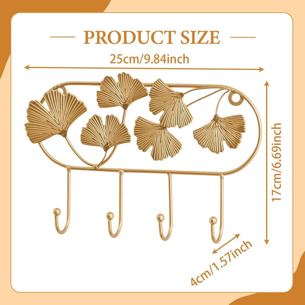 Wall Hook Wall Mount Multipurpose Ornament Leaf Design Easy to Install Decorative for Balcony Dorm Garden Bathroom Kitchen