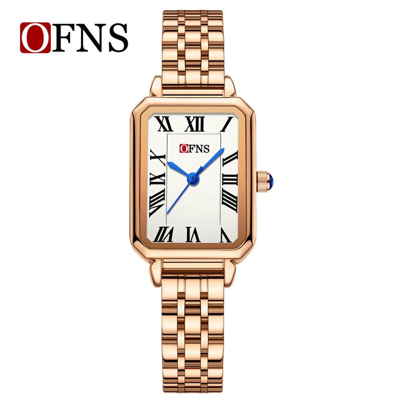 OFNS Women's Retro Roman Numeral Quartz Watch - Square Waterproof Wristwatch for Female Students