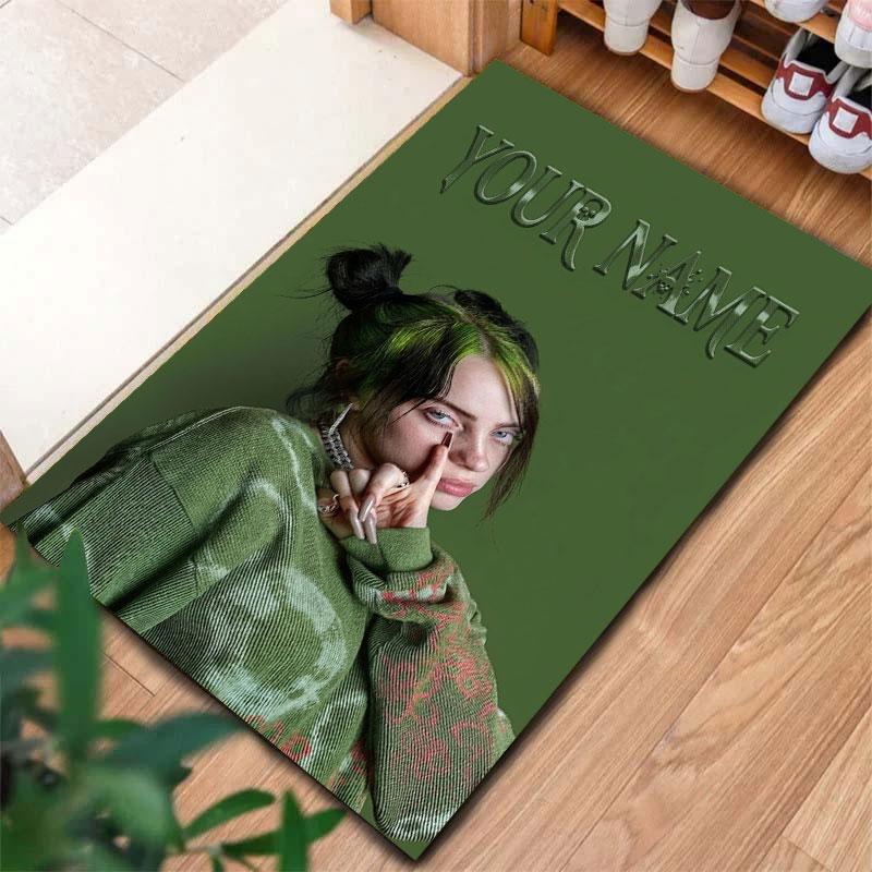 Billie Eilish Individualaus pavadinimo kilimas svetainei, miegamajam, namų sofos dekoravimui, vaikų žaidimų neslystantis grindų kilimėlis