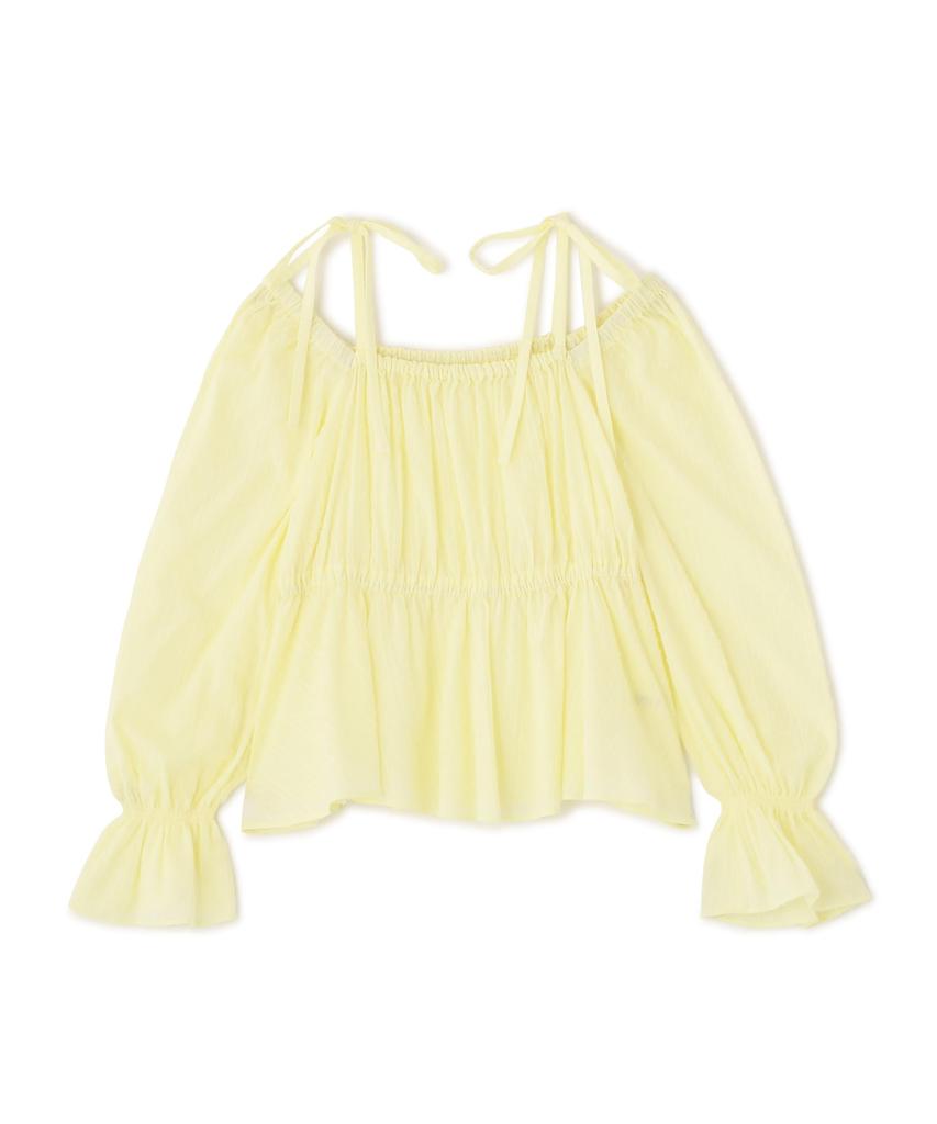 Proportion Body Dressing Yellow Polka Dobby Stripe Peplum Blouse Women's