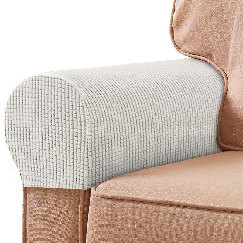 Plaid Stretch Non-Slip Sofa Armrest Cover - Thickened Solid Color Protective Textile