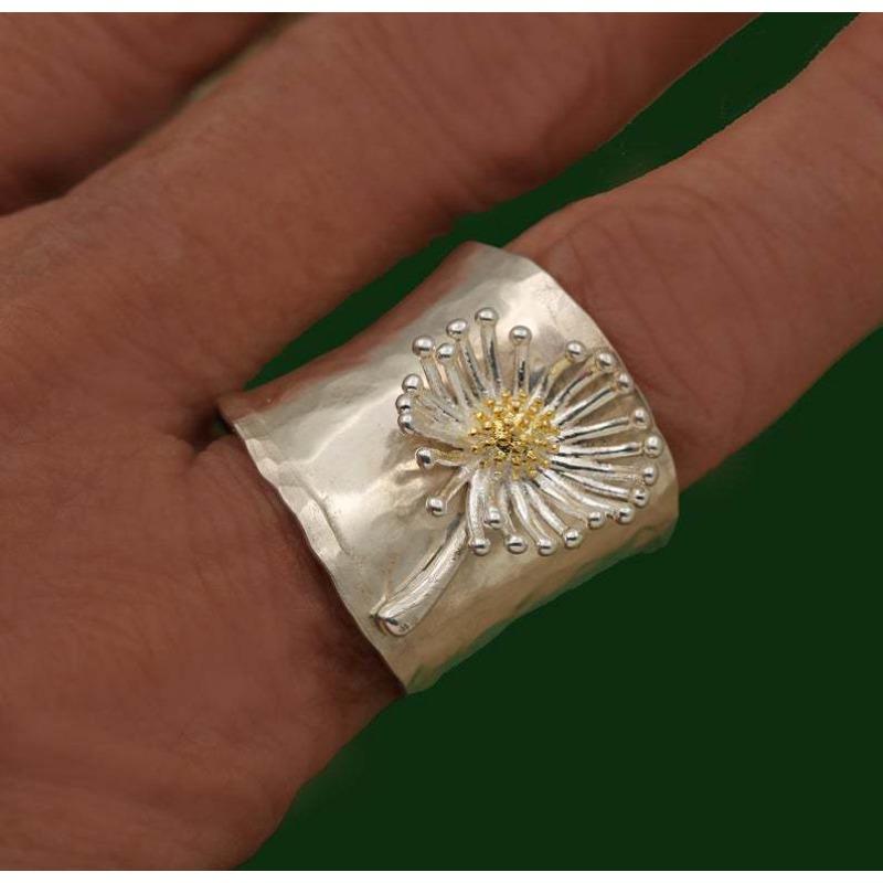 

Роскошное новое модное женское кольцо с цветочным узором «Маргаритка» No. 11 серебряный