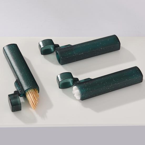Boîte de Rangement Transparente et Portable pour Cure-dents, Support Distributeur Polyvalent pour Coton-tiges, Mini Organisateur de Cure-dents, Récipient pour Voyage en Extérieur