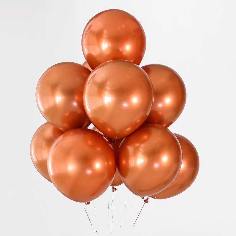 QAKGL 50 Pc Chrome Metal Color Party Decoration Balloons 12'' Latex Round Balloon Birthday Party Balloons Metallic