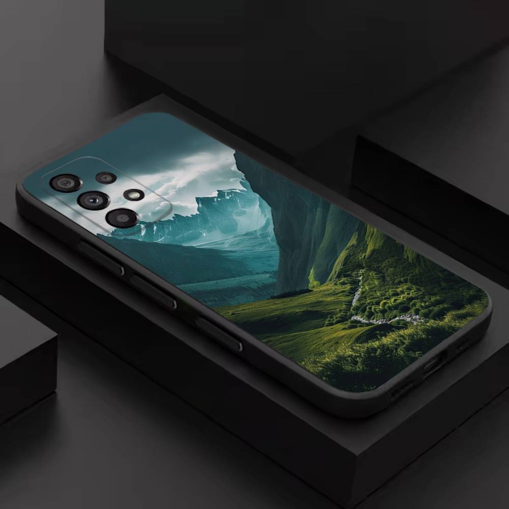 Natural Mountains Scenery For Samsung S 26,25,24,23,22,30,21,10,9,Ultra,Plus,Lite,FE,4,5G Black Soft Case Phone Case