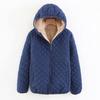Warm Solid Color Quilted Coat Outwear for Autumn Winter Ladies Female Women Casual Cotton Jacket Loose Fit Hooded Long Sleeves Zipper Pocket