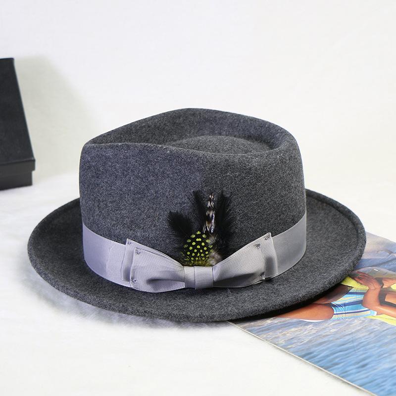 Mauni Hat, Top Hat, Jazz Hat, Bow, Woolen Hat, Large Brim.