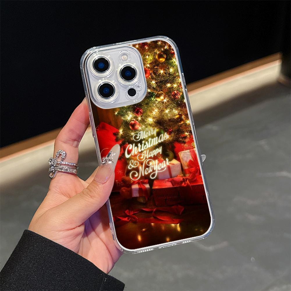 Ae115 Merry Christmas Happy New Year Magsafe Transparent Cases for Samsung S23 S24 Ultra S21 FE iPhone 16 Pro Max Magnetic Wireless Charge Back Cover