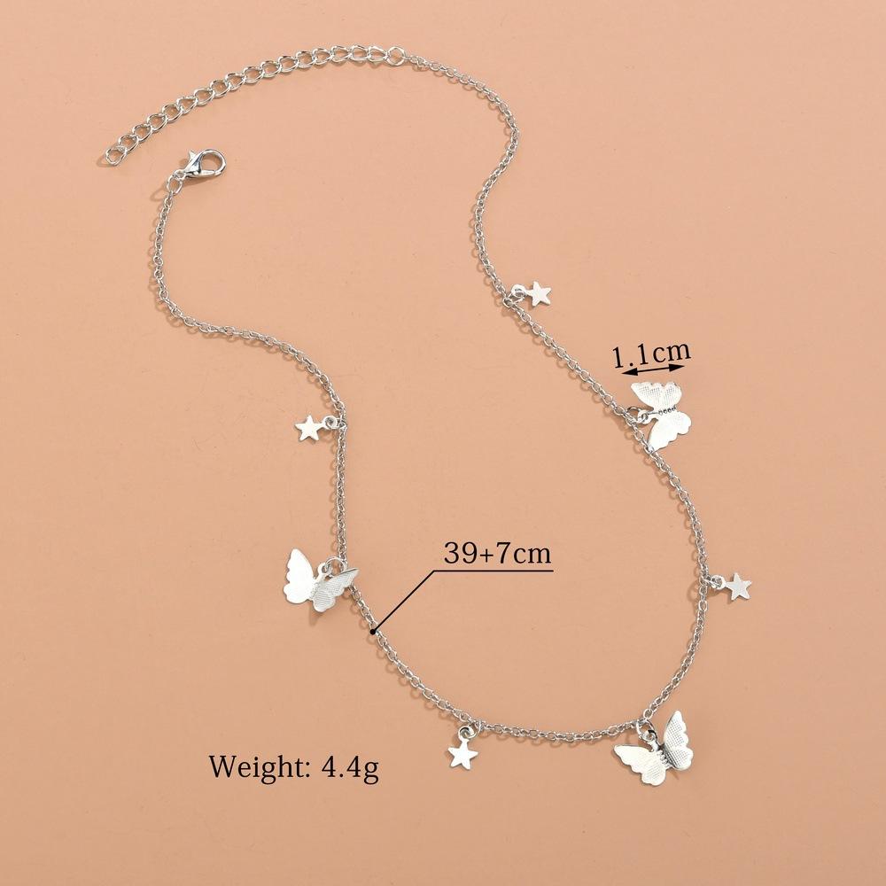 Simple and Fashionable Butterfly Necklace, Personalized Popular Five-pointed Star Collarbone Chain Women's Accessories
