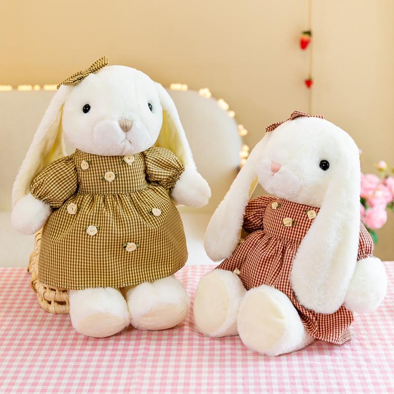 Bunny Coffee Cartoon Plush Toy Stuffed Doll Dress Little Rabbit Holiday Gift