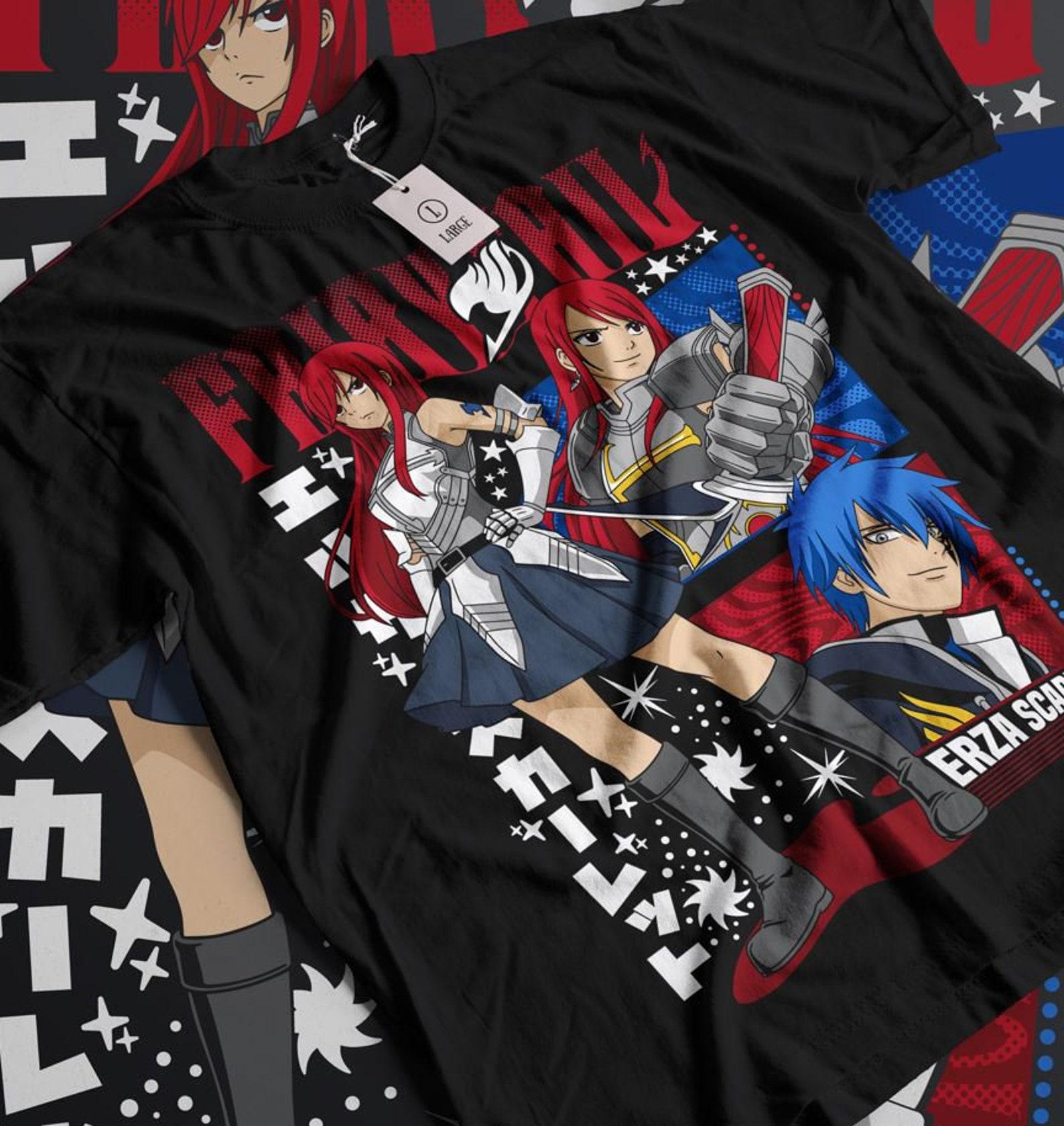 Erza Scarlet Fairy Tail, Gray Fullbuster, Gajeel Redfox ,Fairy Tail Guild,Happy, Iron Dragon Slayer, Dragon Slayers, Anime T-Shirt 3XL