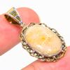 Natural Fossil Coral TwoTone 925 Solid Sterling Silver Gift Pendant 1.50" E8I89