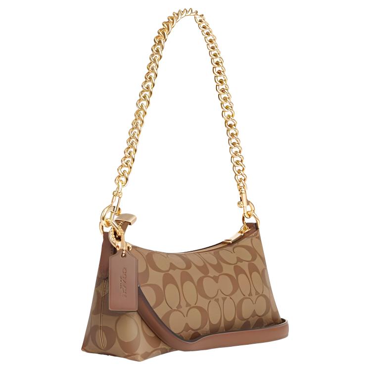 New COACH Charlotte Leather Baguette Bag, One Shoulder Handbag Medium Size Women's Brown CL405-IMBDX