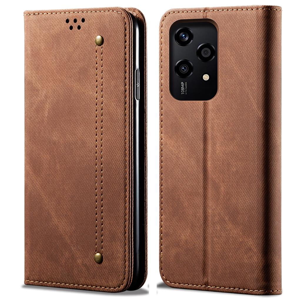 For Honor 200 Lite Case Jeans Cloth Texture Leather Phone Cover with TPU Inner Shell