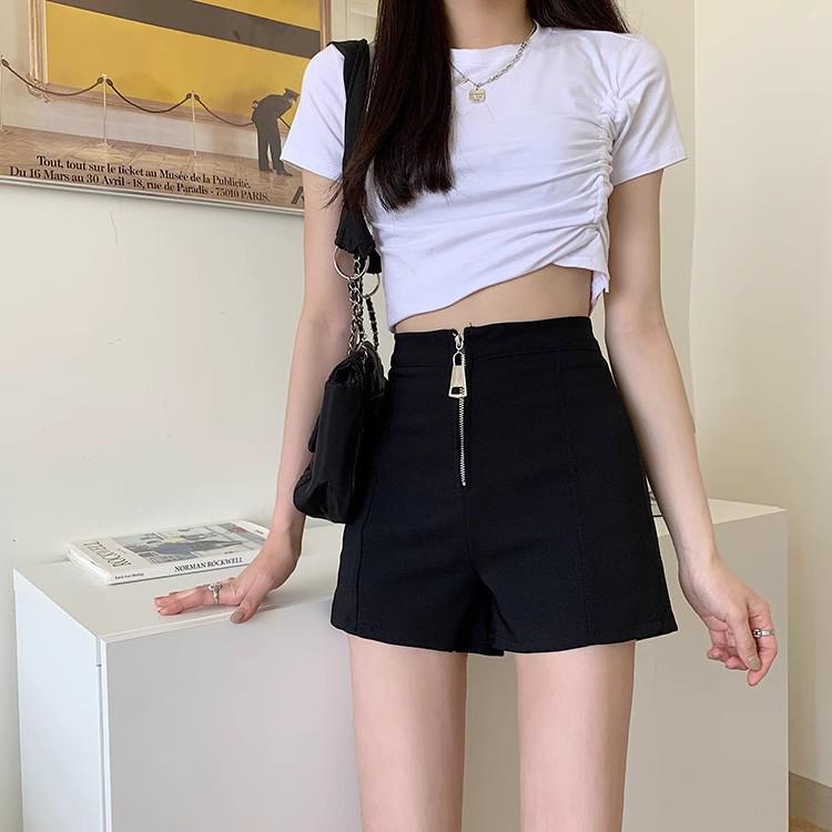 

Women s Black High-Waist A-Line Zipper Shorts - Summer 2024 Collection L [Recommended: 53-59 kg]