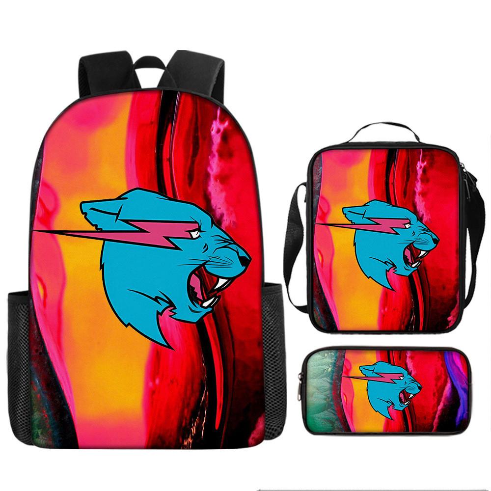Mr Beast Lightning Cat 3d Print School Backpack With Breathable Oxford Fabric For Kids
