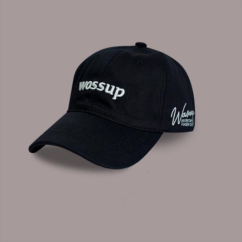 

Женская кепка осень-зима повседневная универсальная бейсболка с вышитыми буквами и мягким верхом модная брендовая кепка с закругленным краем, с изображением маленького лица Adjustable чёрный