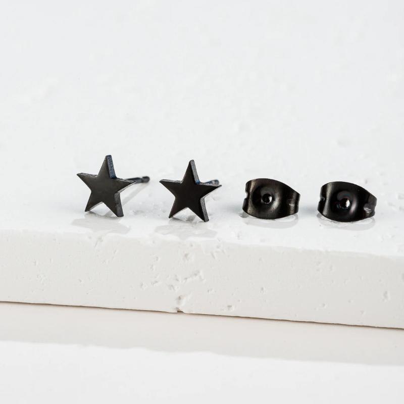 1 Pair New Minimalist Stainless Steel Mini Five-pointed Star Stud Earrings From Japan and South Korea Fashionable Small Earrings