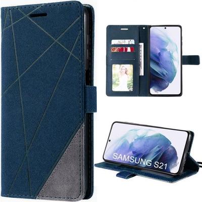 Case for Samsung Galaxy S21 Navy Blue Shockproof with Bill Storage Soft PU Leather