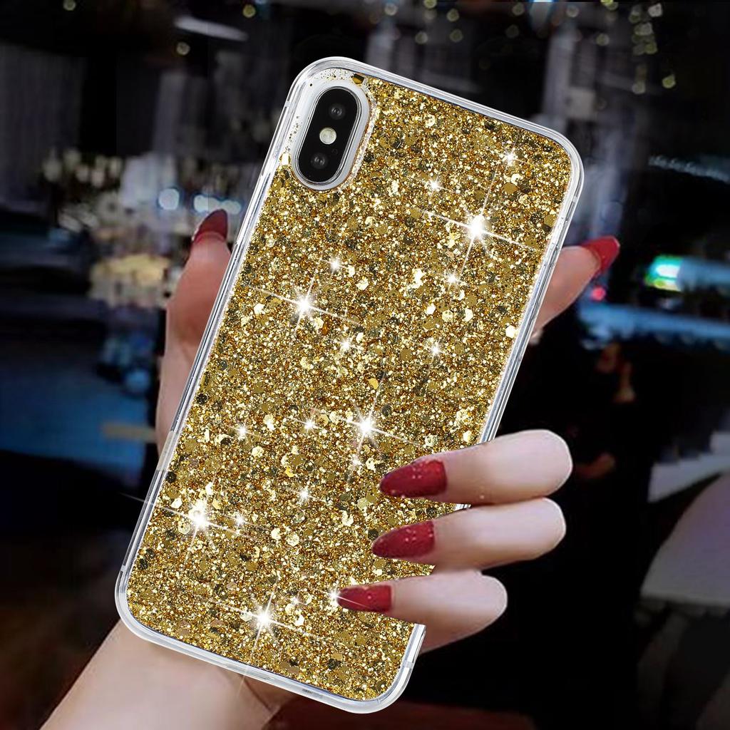 For iPhone X/XS Case Epoxy Phone Protective Cover Glittery Powder TPU Phone Shell