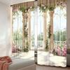 2Pcs Elegant Wedding Parties Floral With Pink Roses And Green Leaves Romantic Curtains For Bedroom Bathroom Living Room