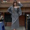 Elssibeui Cotton Plaid Check Strap Dress_Black