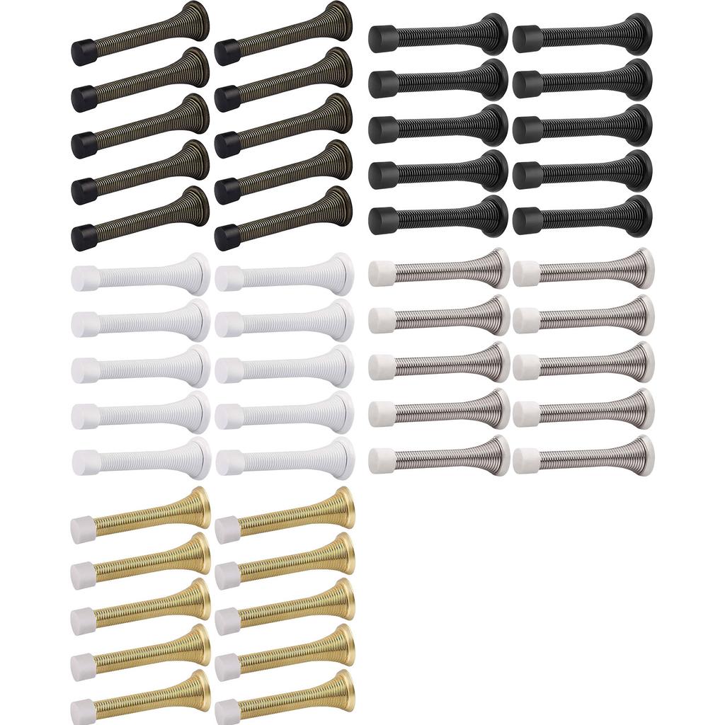 10Pcs Spring Door Stopper with Rubber Bumper Flexible Heavy Duty Steel Door Stop Wall Door Stop Low Mounted Door Bumper